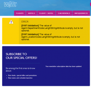 Wizz Air Unsubscribe Error